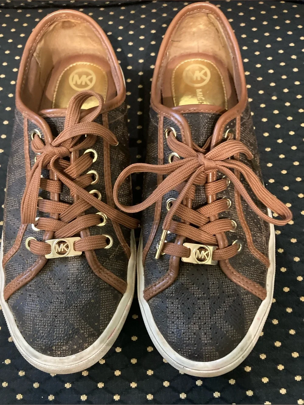 Michael Kors Women’s Size 8 Brown Tan Signature MK Sneakers Shoes